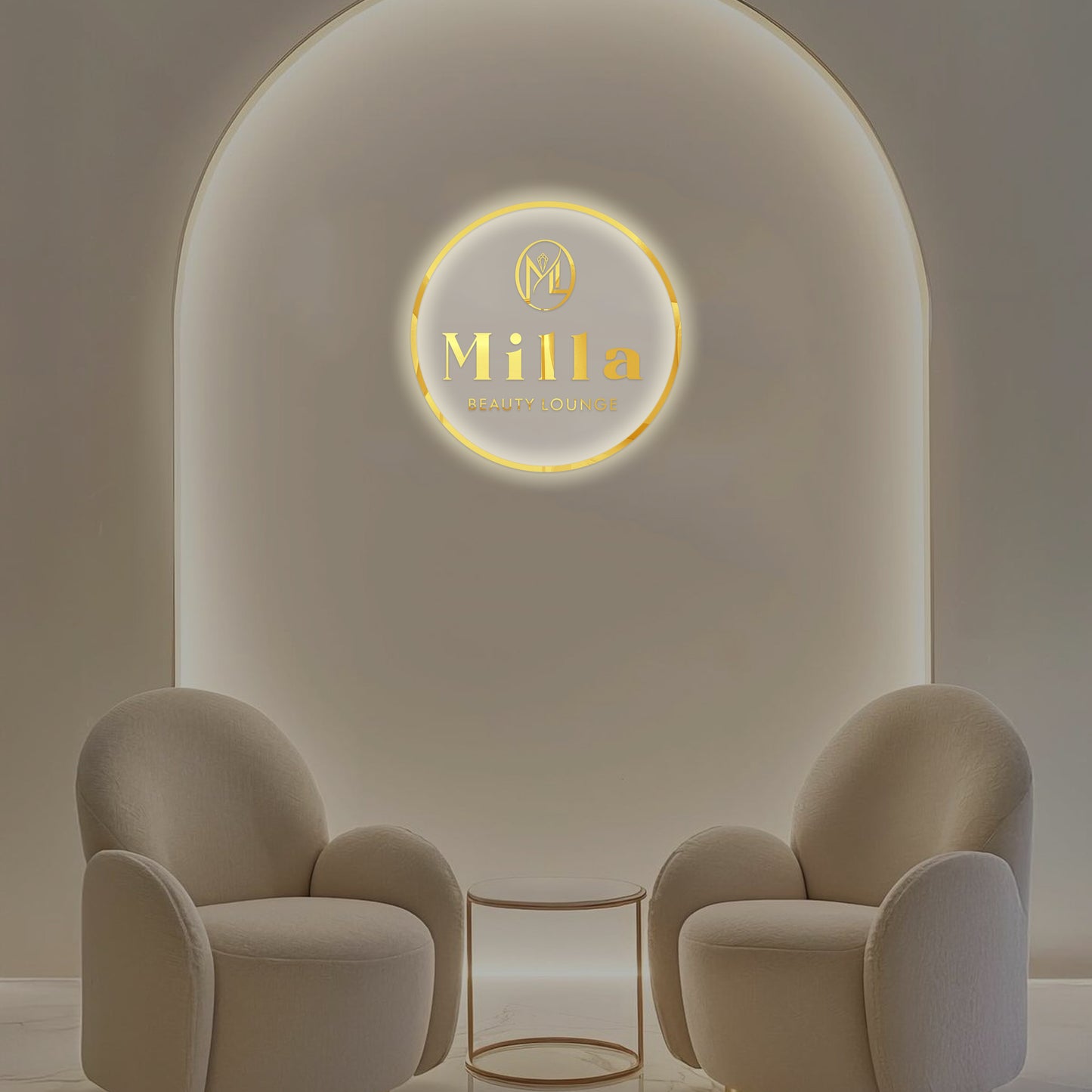 Mila Beauty Lounge Round Acrylic Sign - Neonsnest.com
