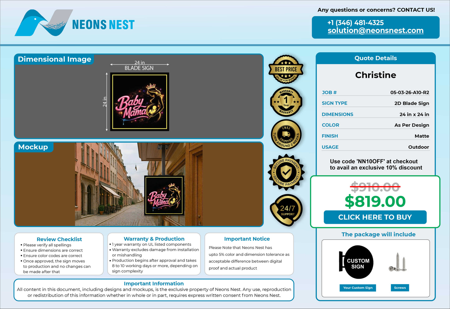 Baby Mama Blade Sign - Neonsnest.com