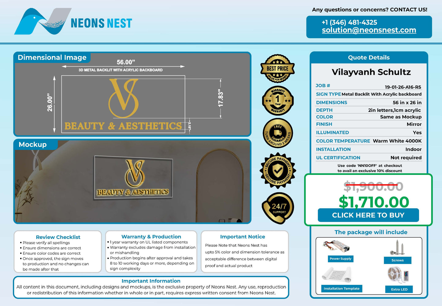 V Beauty & AESTHETICS 3D Metal Backlit Sign - Neonsnest.com