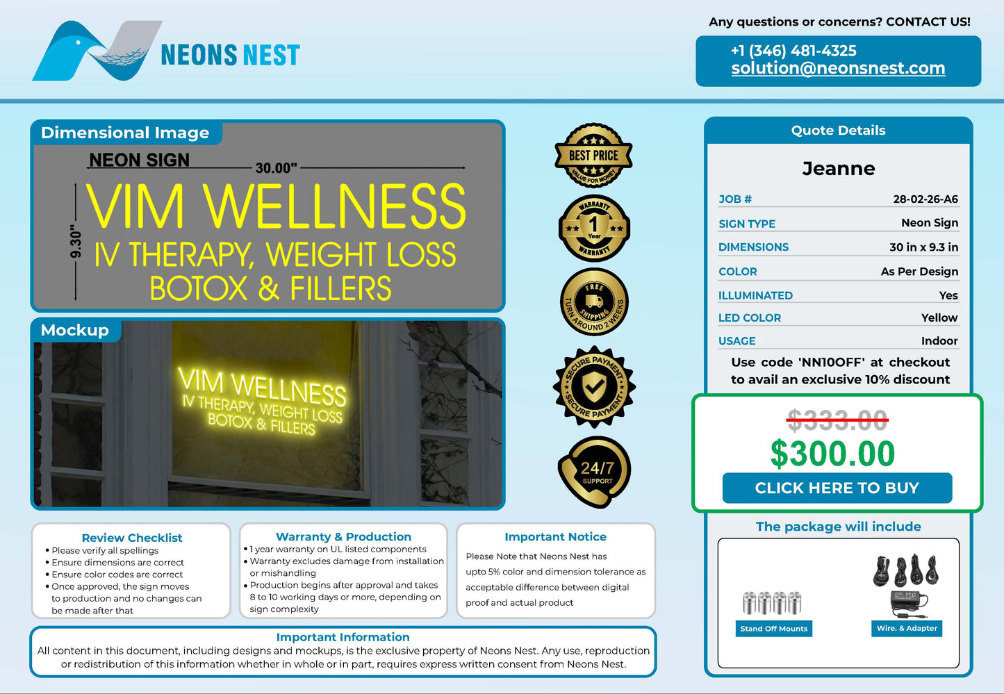 VIM WELLNESS FNP Neon Sign - Neonsnest.com