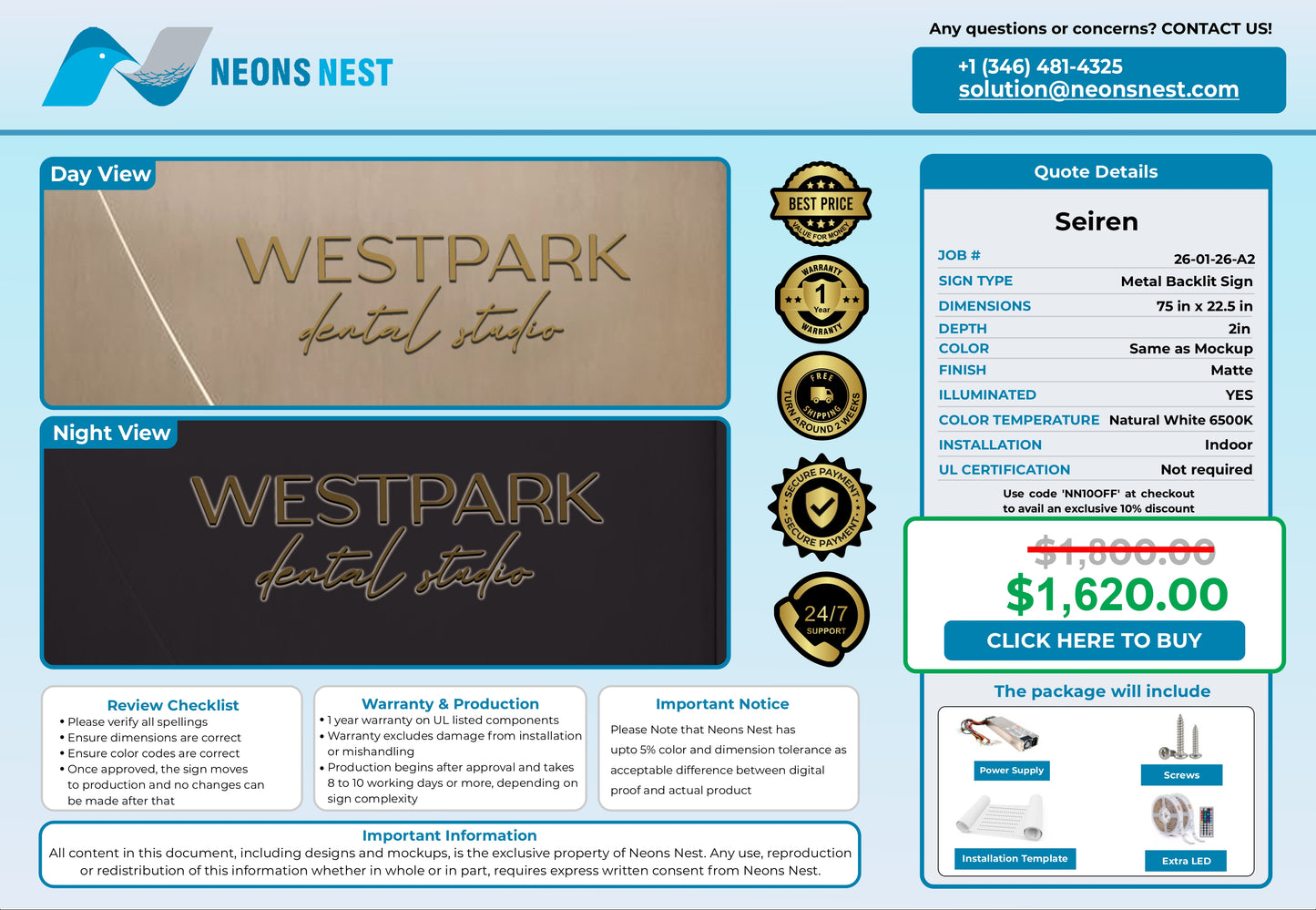 Westpark Dental Studio 3D Metal Back-Lit