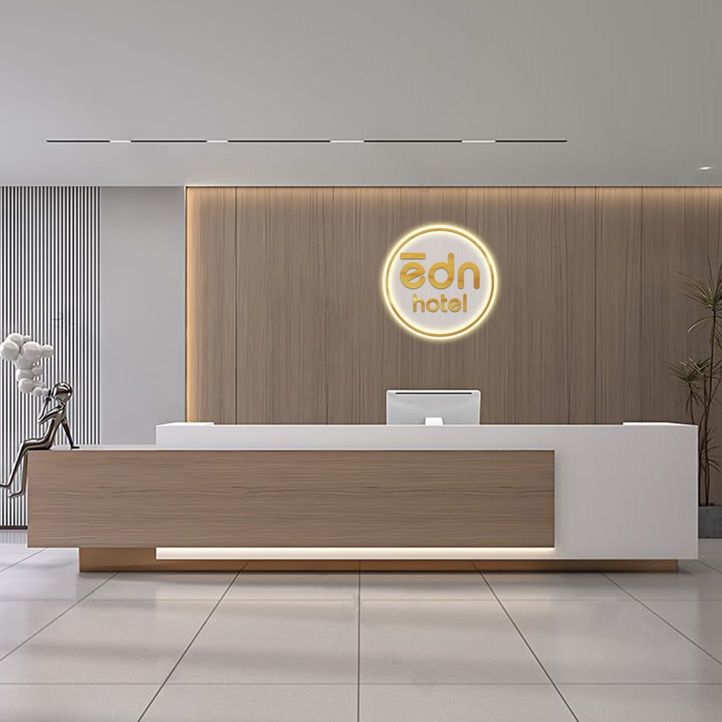 Round Acrylic Sign for EDN Hotel - Neonsnest.com