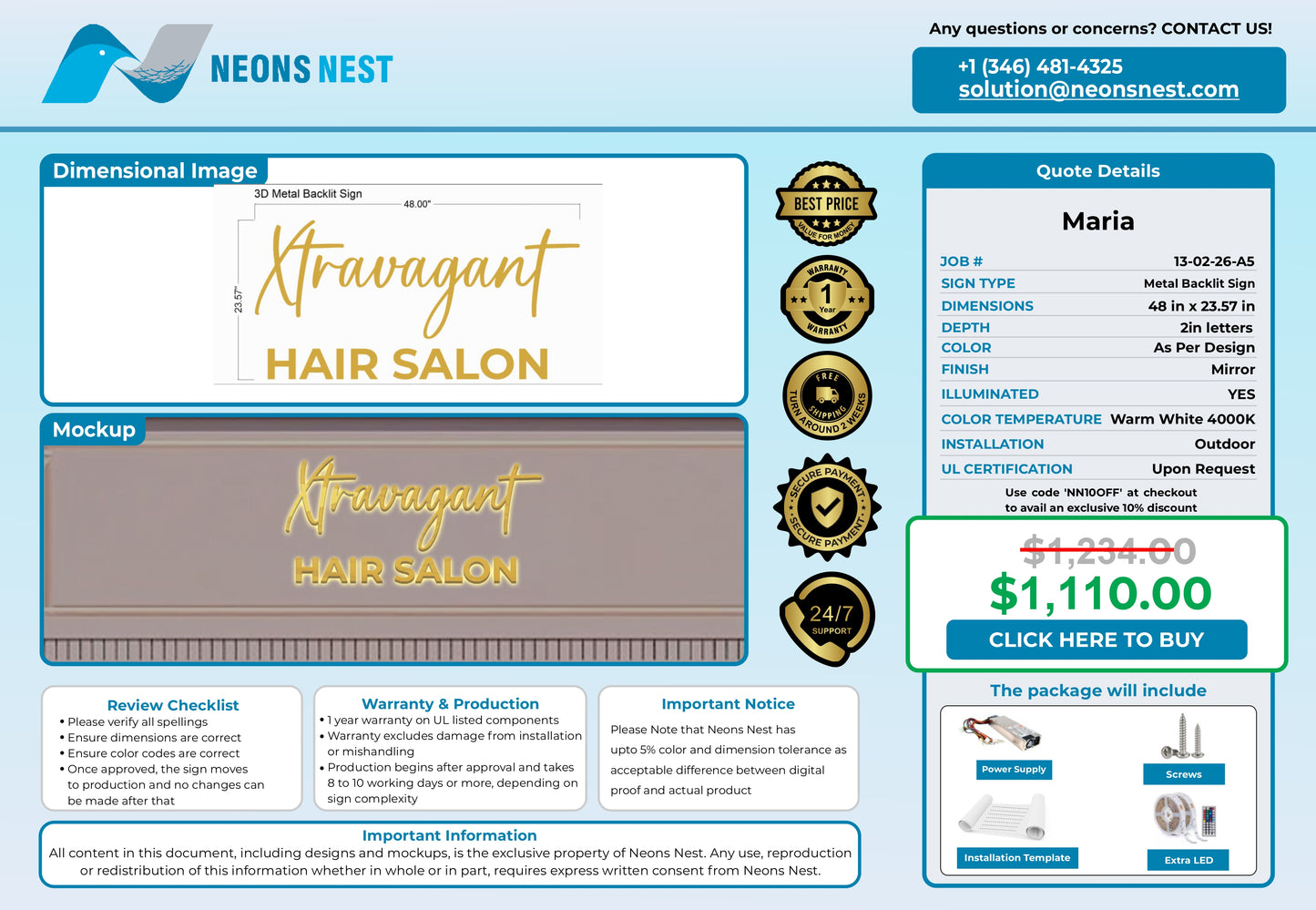 Xtravagant hair salon 3D Metal Back-Lit - Neonsnest.com