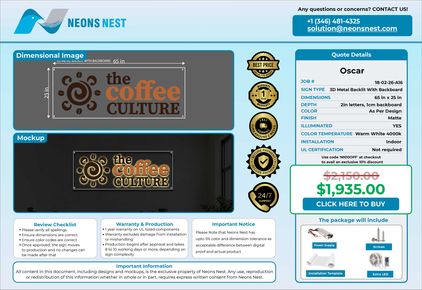 The Coffee Culture 3D Metal Backlit Sign - Neonsnest.com