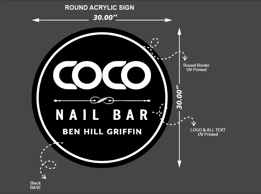 COCO Round Acrylic Sign 30x30inches - Neonsnest.com