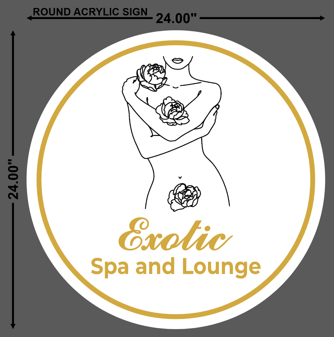 Round Acrylic Sign for Exotic Spa & Lounge