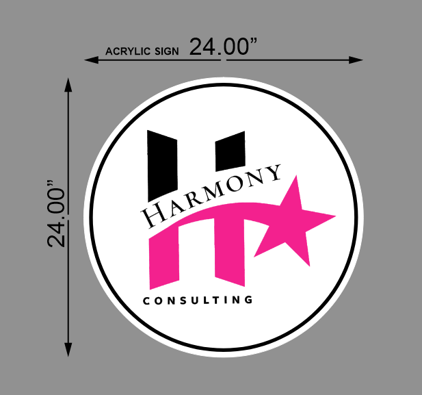 Harmony Consulting Round Acrylic Sign