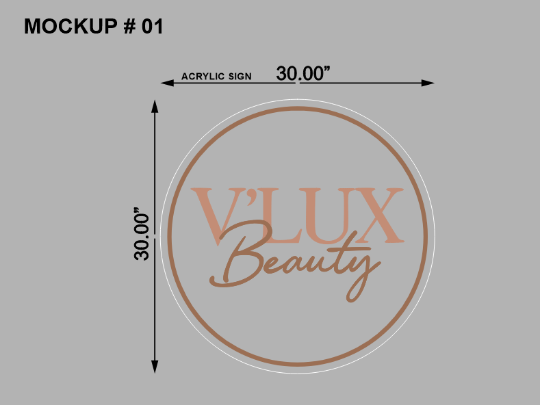 Round Acrylic Sign For V Lux Beauty