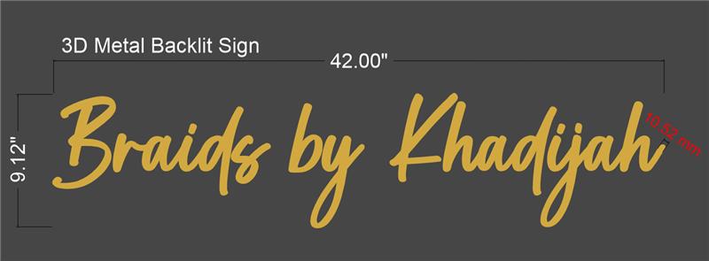 Braids by Khadijah – Custom 3D Metal Backlit Sign