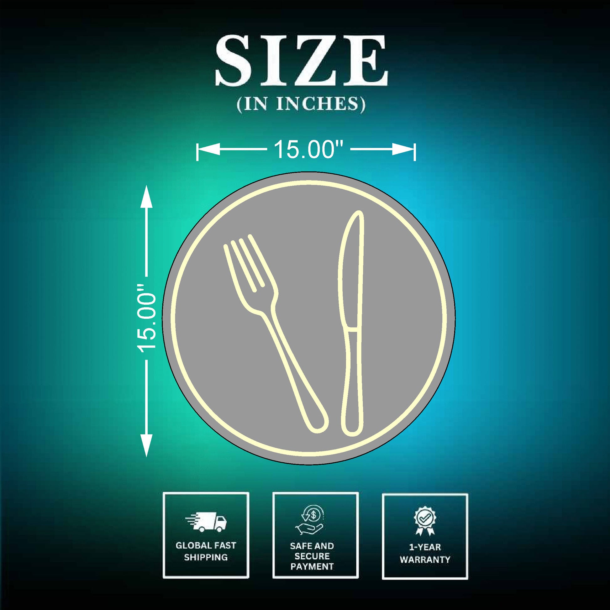 knife and fork neon signs Size