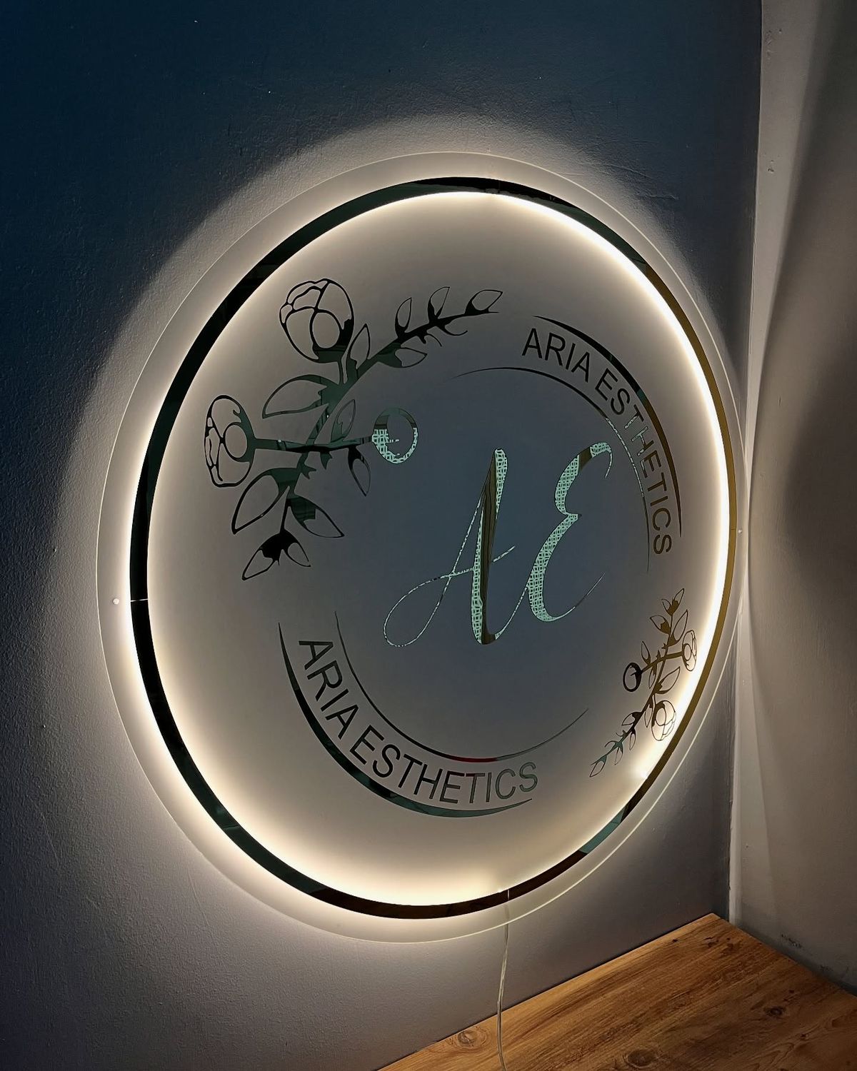Custom Round Acrylic Business Sign – LED-Backlit Logo Display