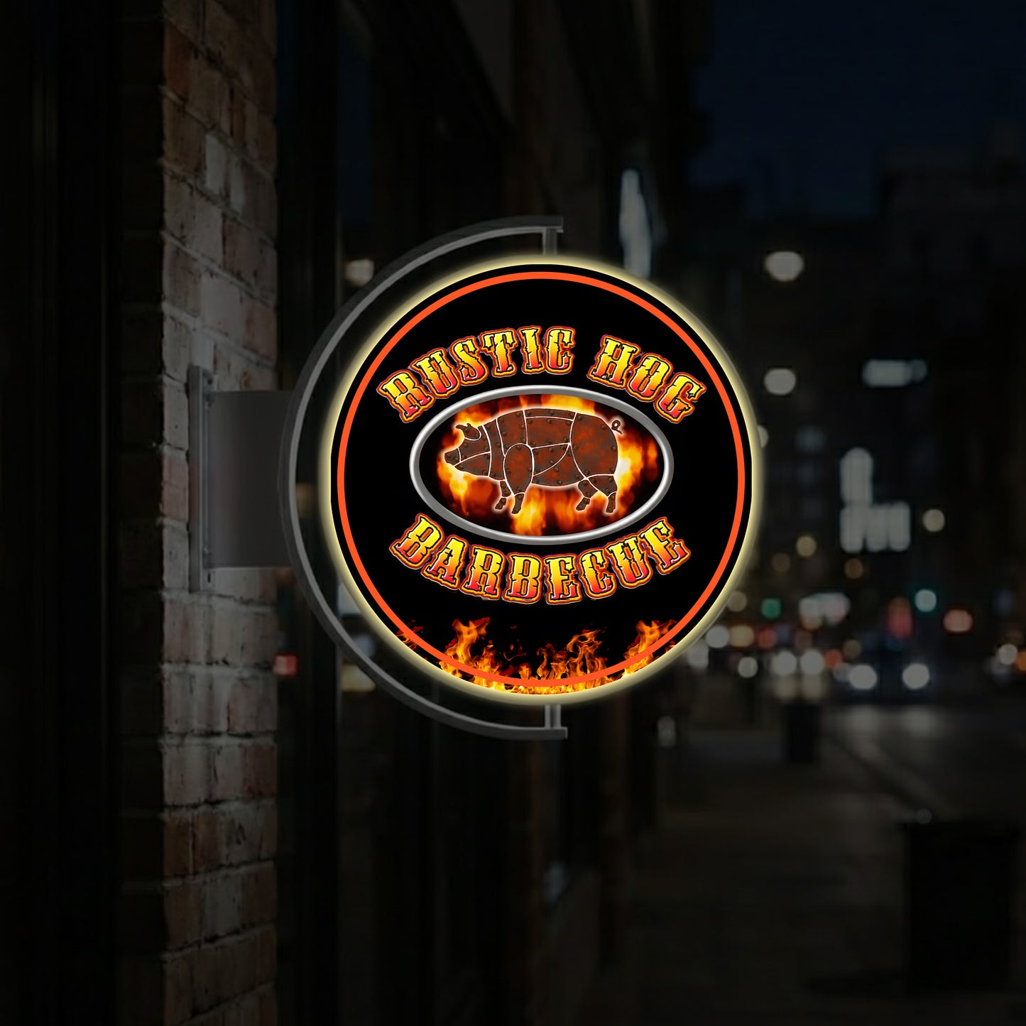 Rustic Hog Rotating Lightbox Sign - Neonsnest.com