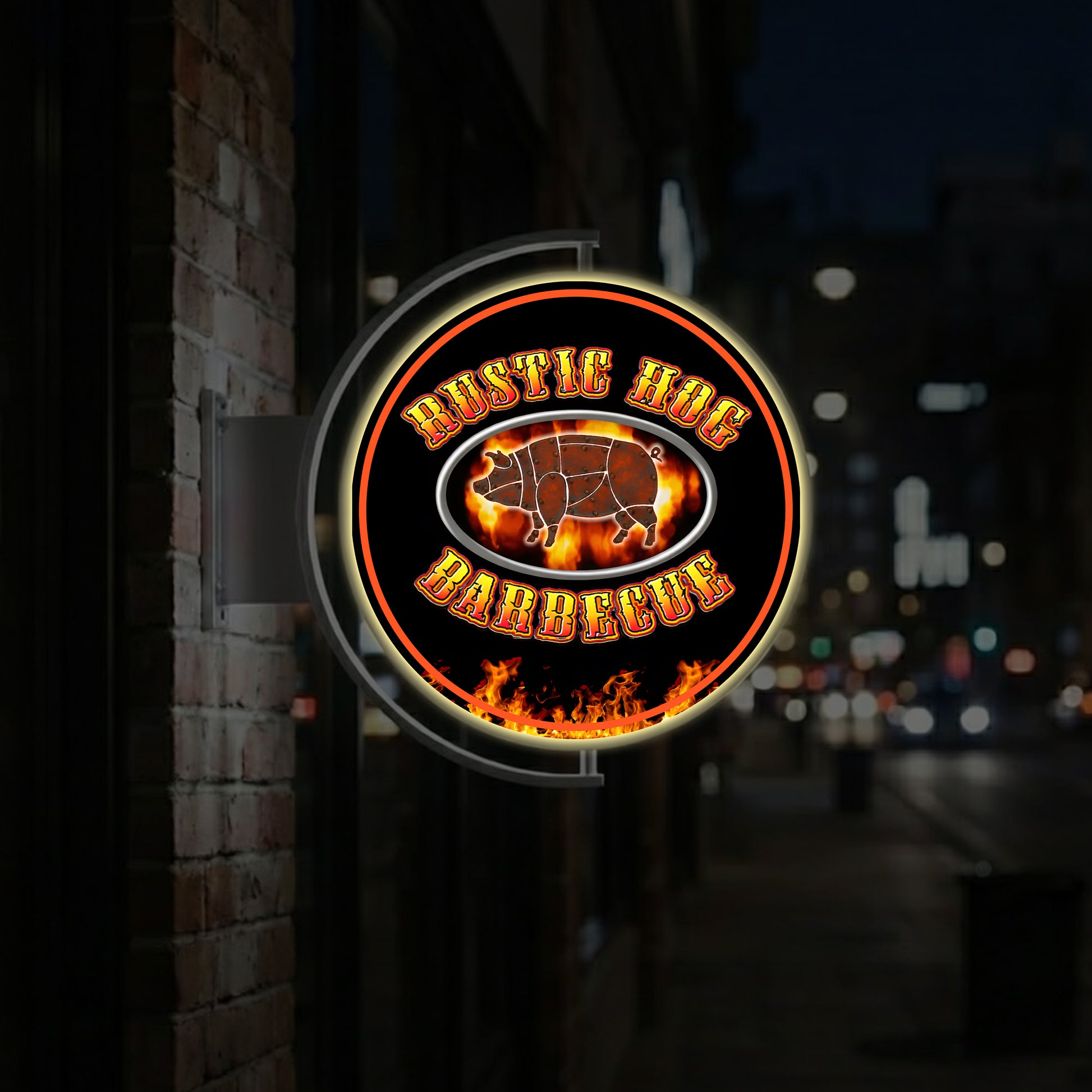 Rustic Hog Rotating Lightbox Sign - Neonsnest.com