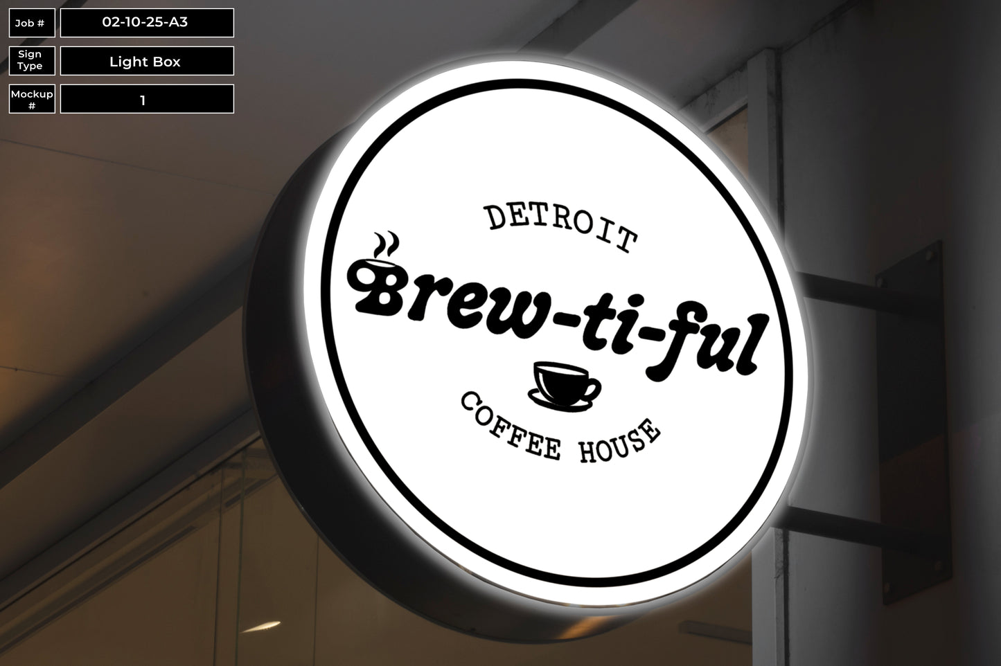 Detroit Brew-ti-ful Coffee House | 3D Lightbox Sign