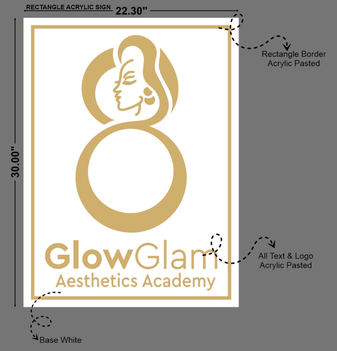 Glow Glam Aesthetics Academy Rectangle Acrylic Sign - Neonsnest.com