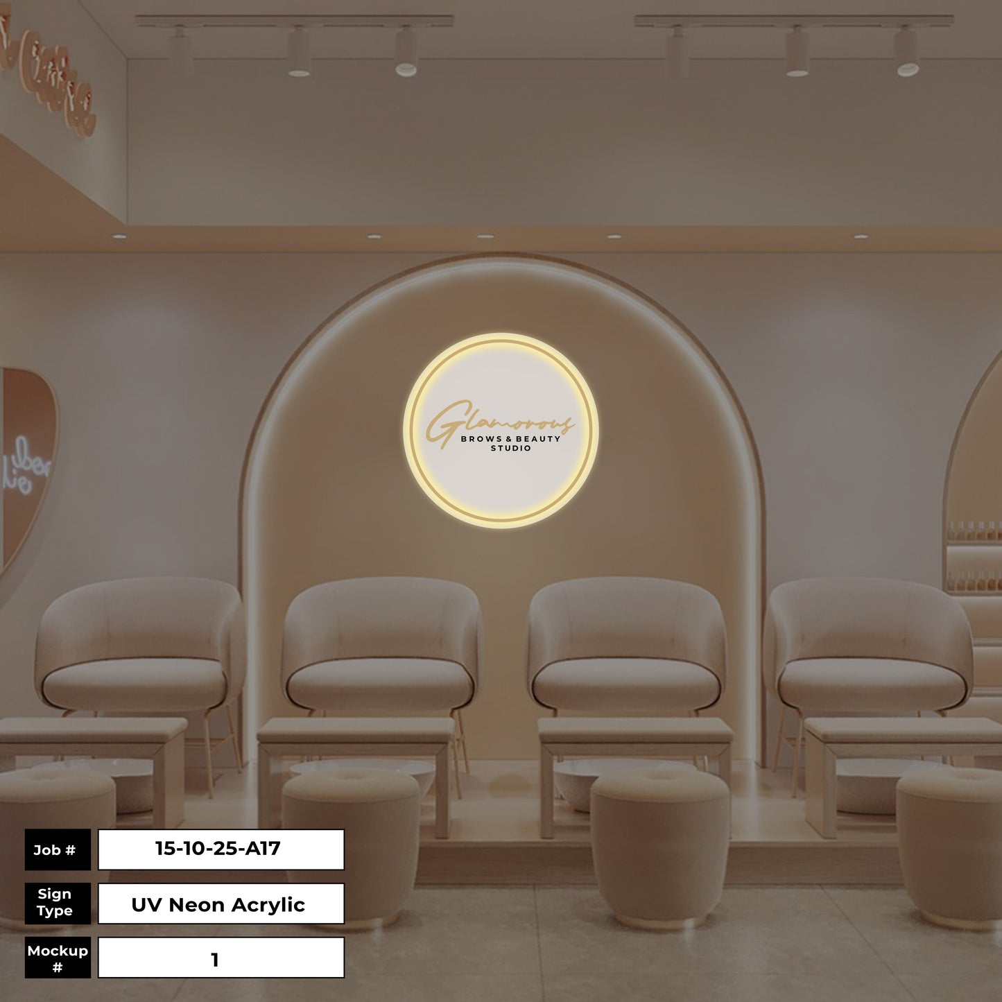 Glamorous Brows and Beauty Studio | Solange Beauty Salon & Ink Round Acrylic Sign