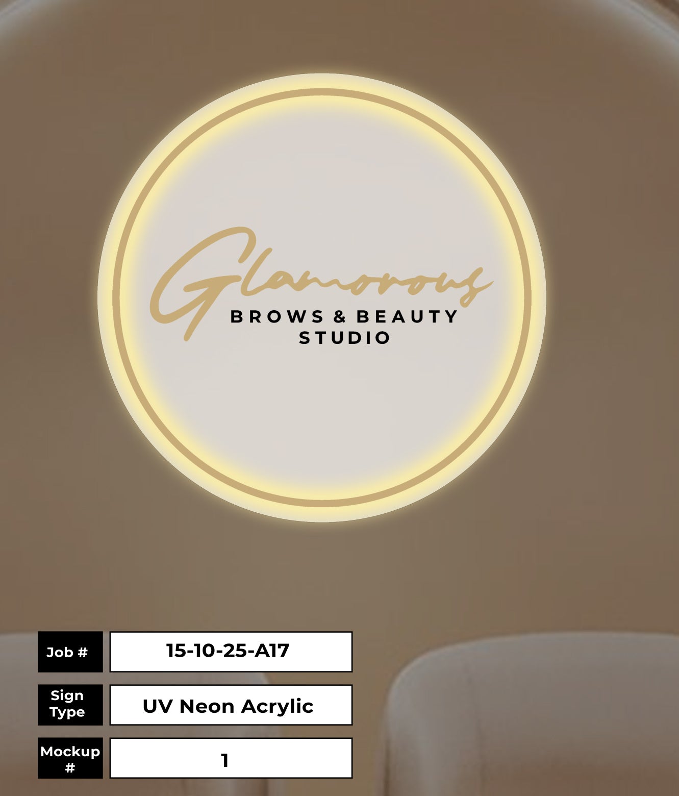 Glamorous Brows and Beauty Studio | Solange Beauty Salon & Ink Round Acrylic Sign