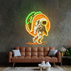 Astronaut Delivering Burger UV Neon Sign