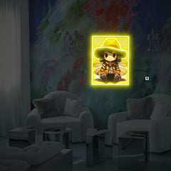 Girl with Hat UV Neon Sign