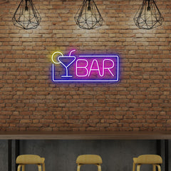 Bar with Cocktail Glass Neon Sign