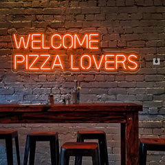 Welcome Pizza Lovers Neon Sign