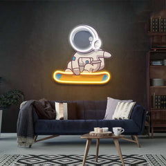 Astronaut on Skateboard UV Neon Sign