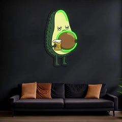 Avocado with Beer UV Neon Sign