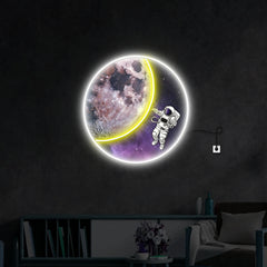 Moon & Astronaut UV Neon Sign
