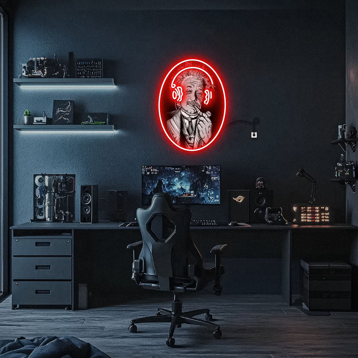 Einstein Chilling UV Neon Sign