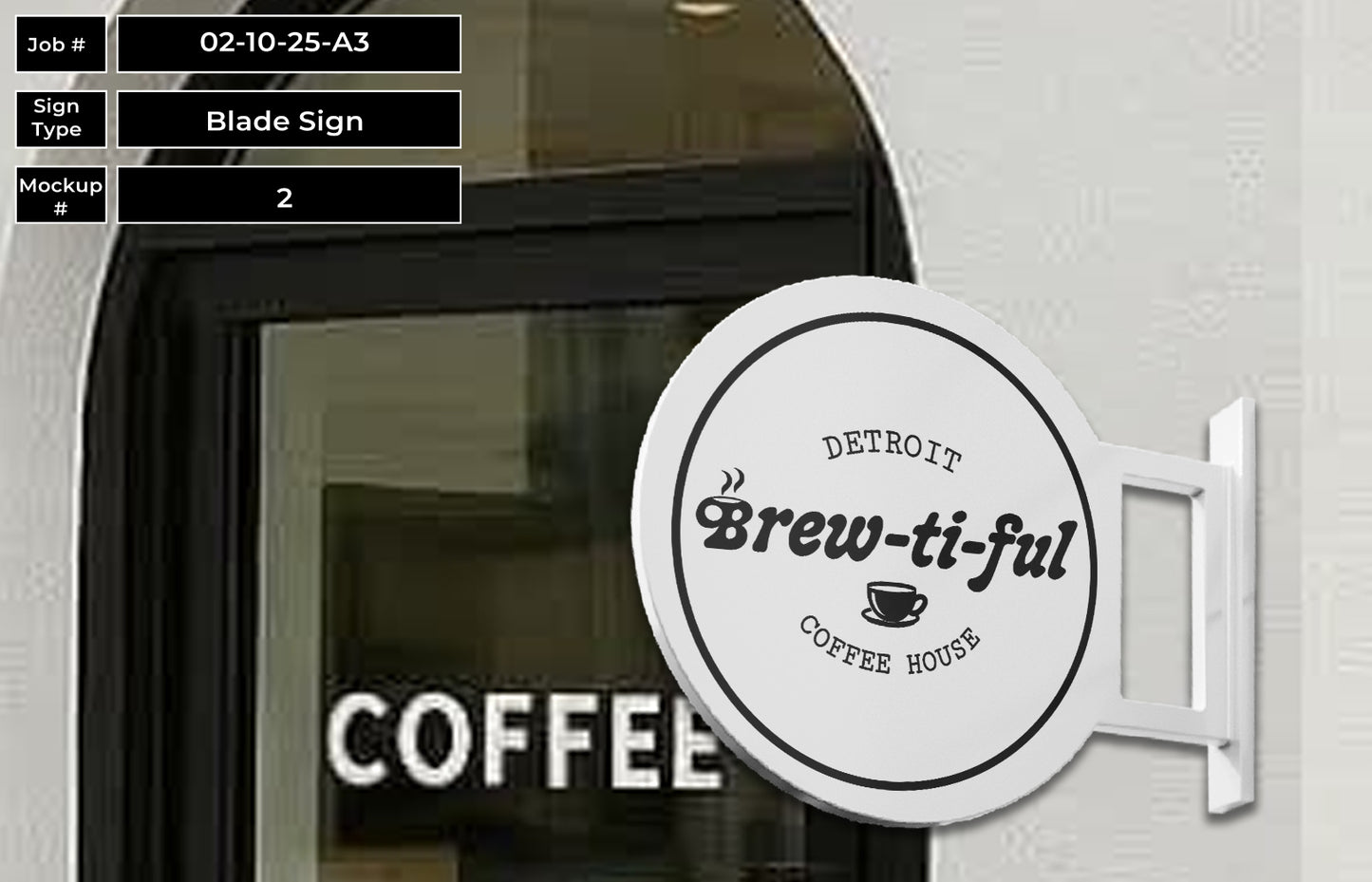 Detroit Brew-ti-ful Coffee House | 2D Blade Sign