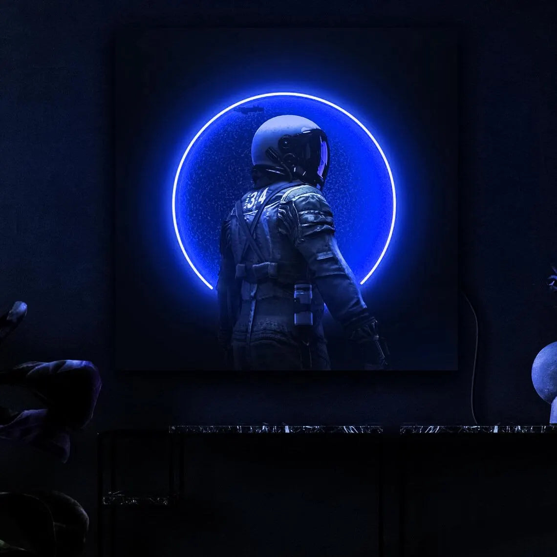 Astronaut on Moon UV Neon Sign