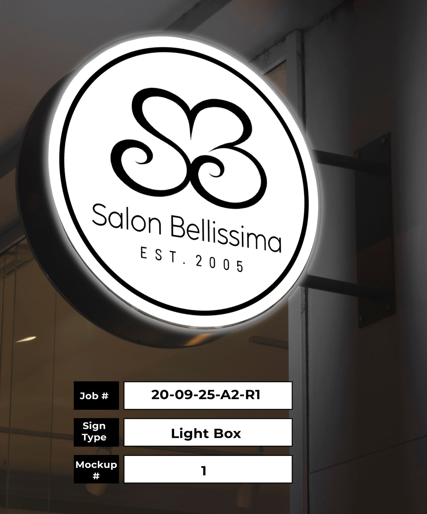 Salon Bellissima Lightbox Sign
