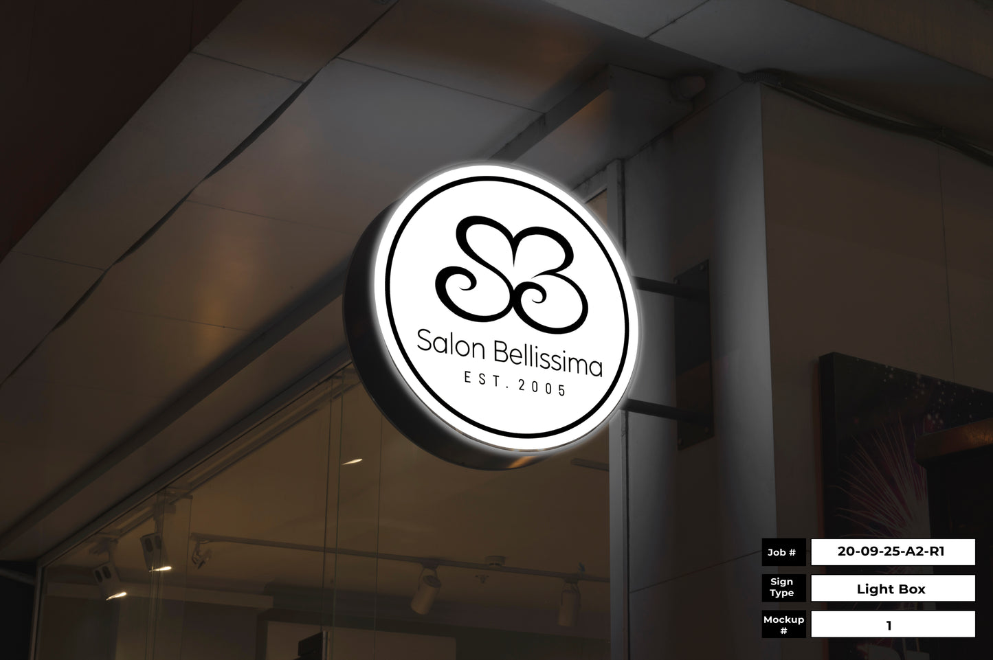 Salon Bellissima Lightbox Sign