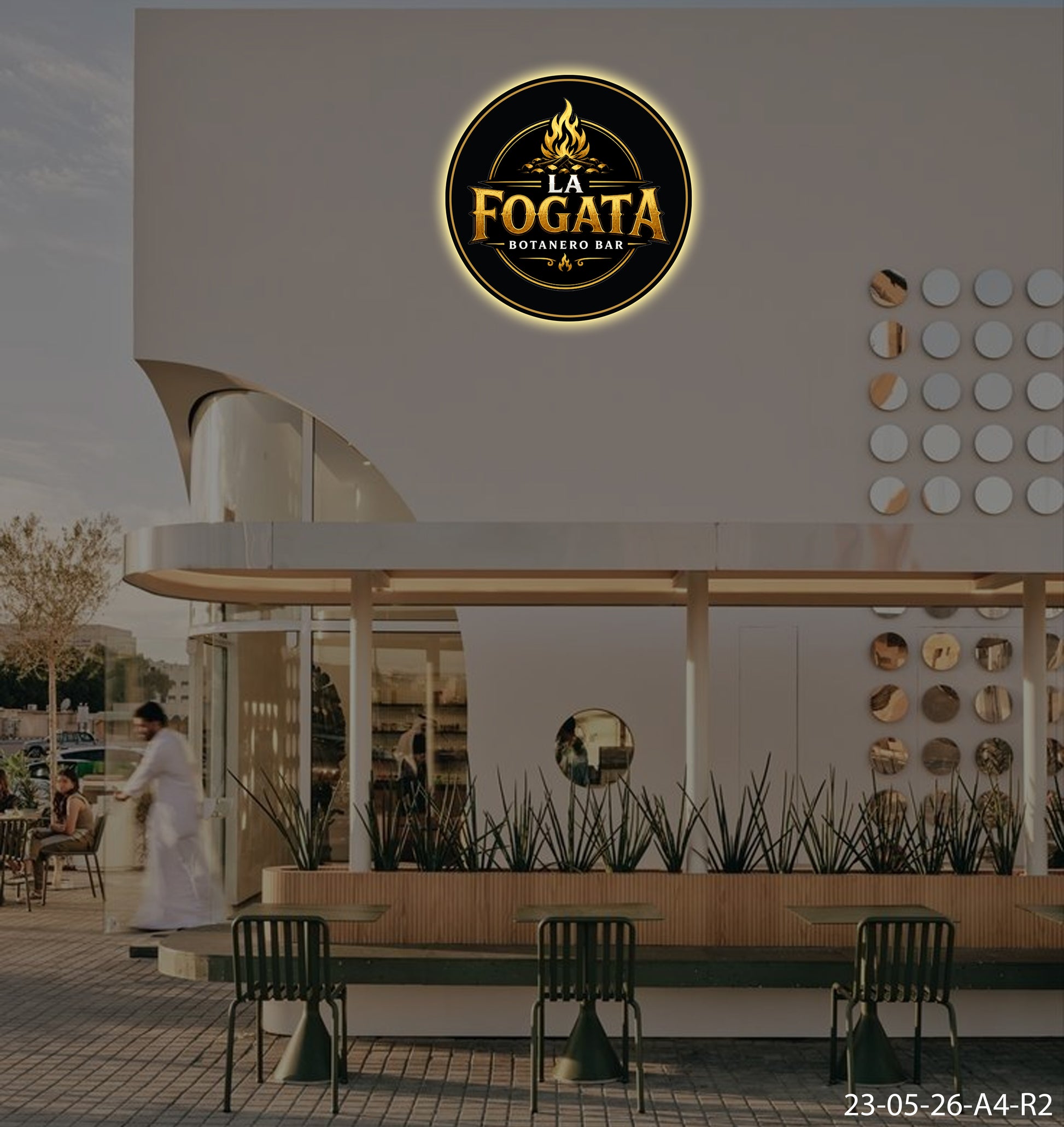 Fogata Round Acrylic Sign 30x30 inches - Neonsnest.com