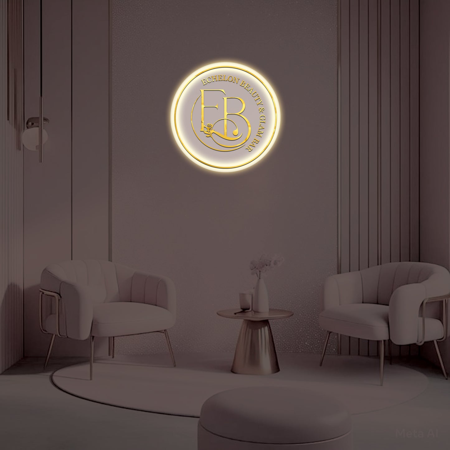 Echelon Beauty and Glam Bar Round Acrylic Sign - Neonsnest.com