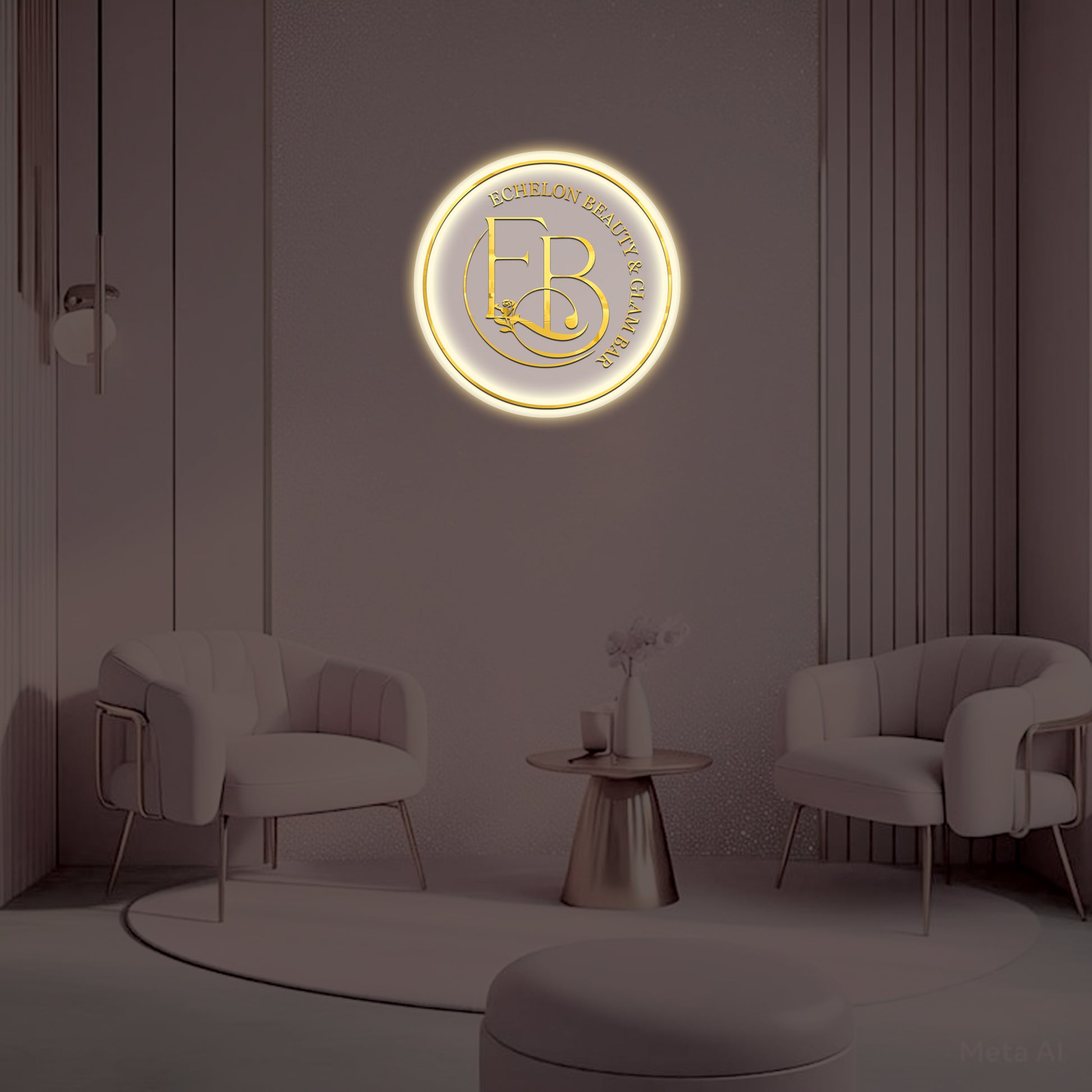 Echelon Beauty and Glam Bar Round Acrylic Sign - Neonsnest.com
