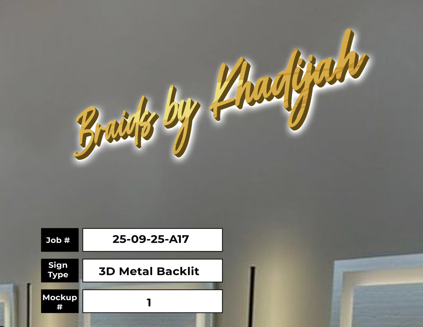 Braids by Khadijah – Custom 3D Metal Backlit Sign