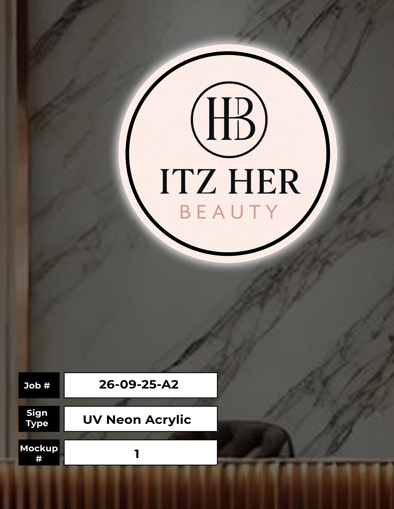 Itz Her Beauty Round Acrylic Sign