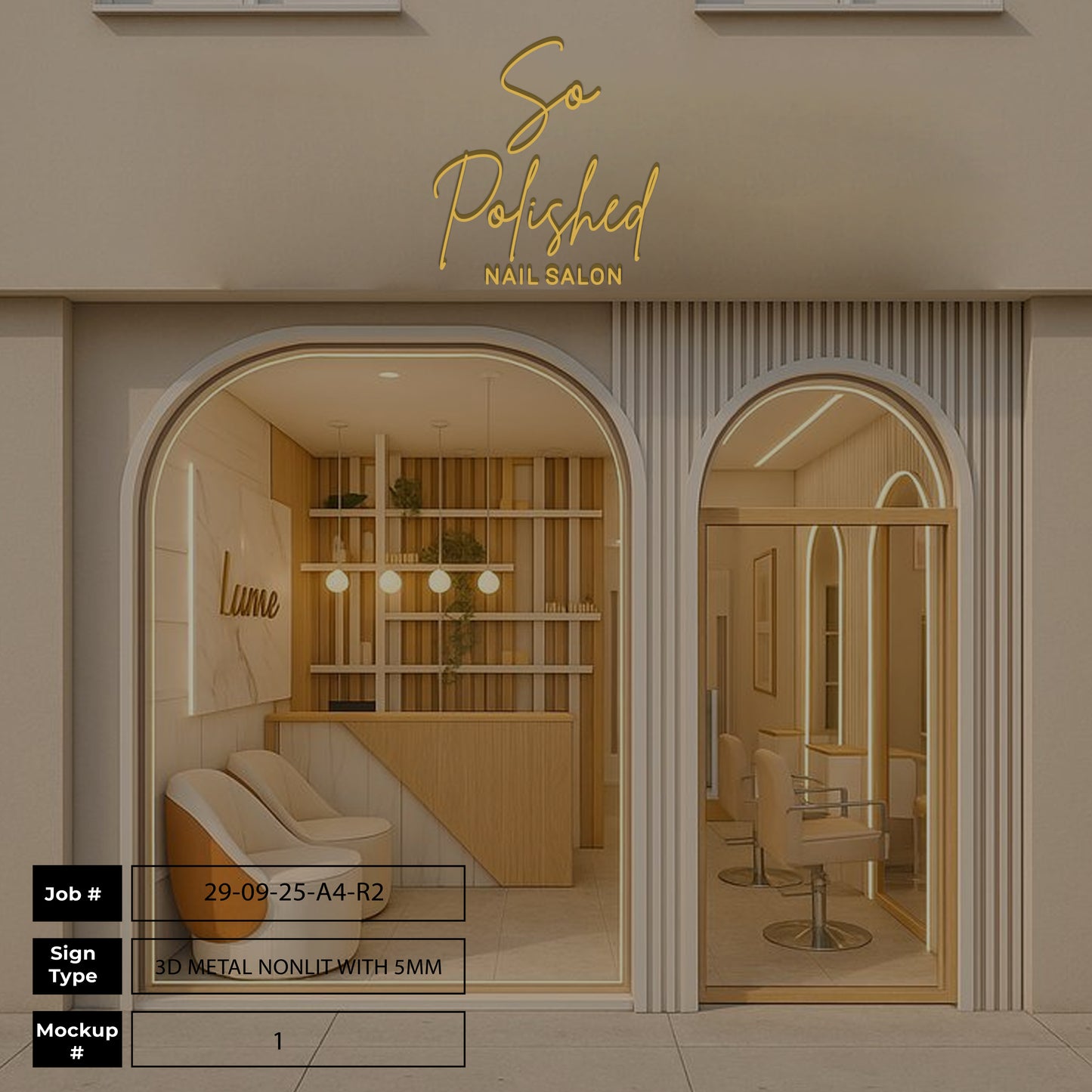 So Polished Nail Salon | 3D Metal Non-lit Sign