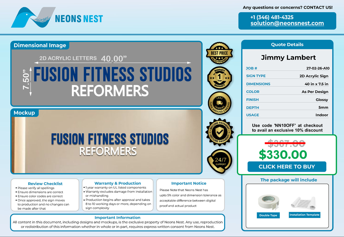 Fusion fitness studios 2D Acrylic Letters - Neonsnest.com
