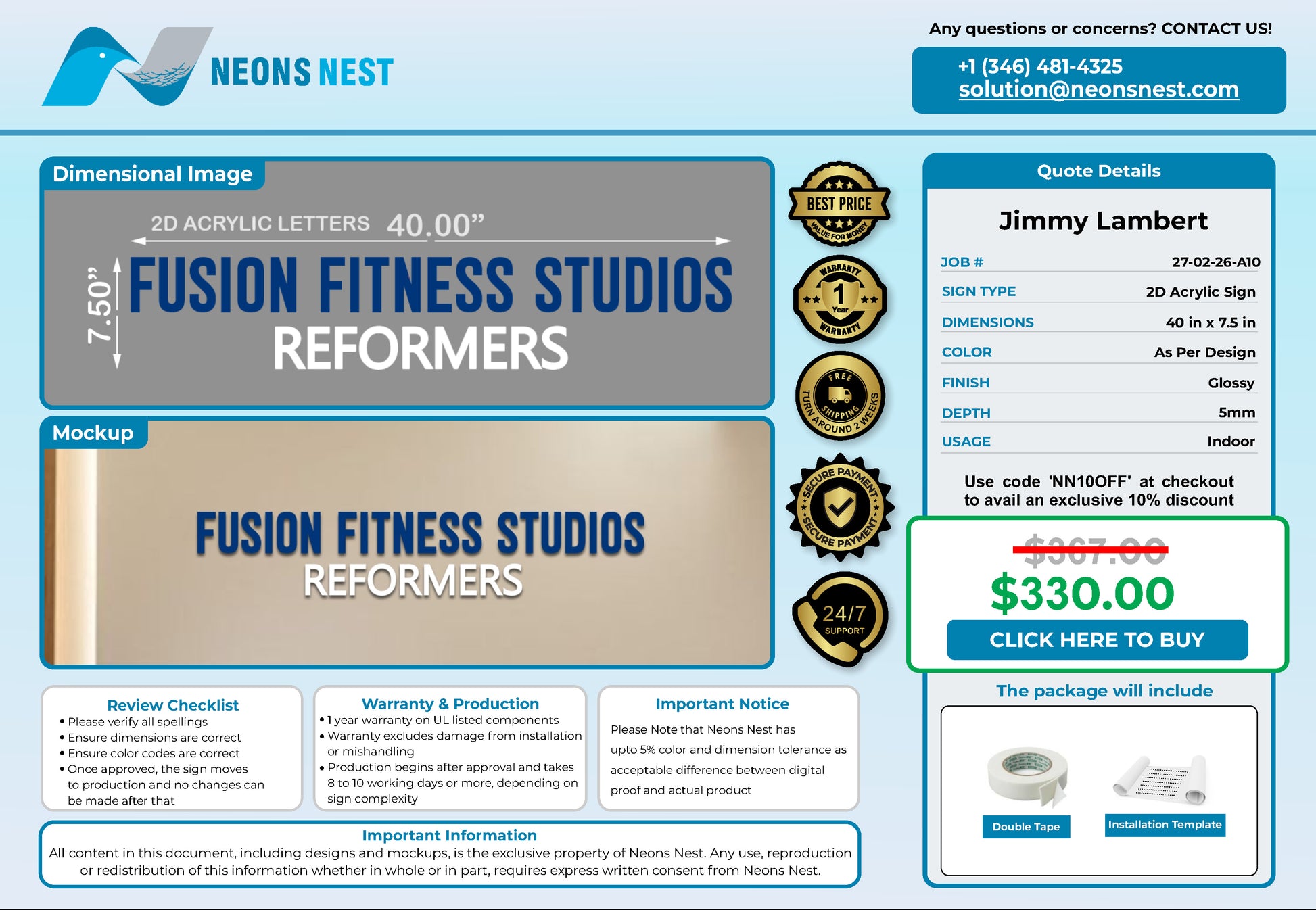 Fusion fitness studios 2D Acrylic Letters - Neonsnest.com
