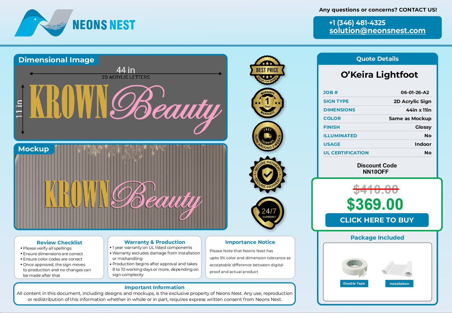 Krown Beauty 2D Acrylic Letters - Neonsnest.com