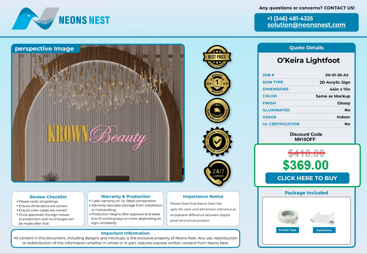 Krown Beauty 2D Acrylic Letters - Neonsnest.com