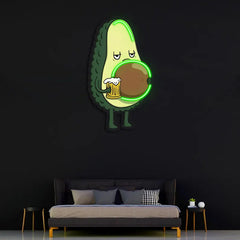 Avocado with Beer UV Neon Sign
