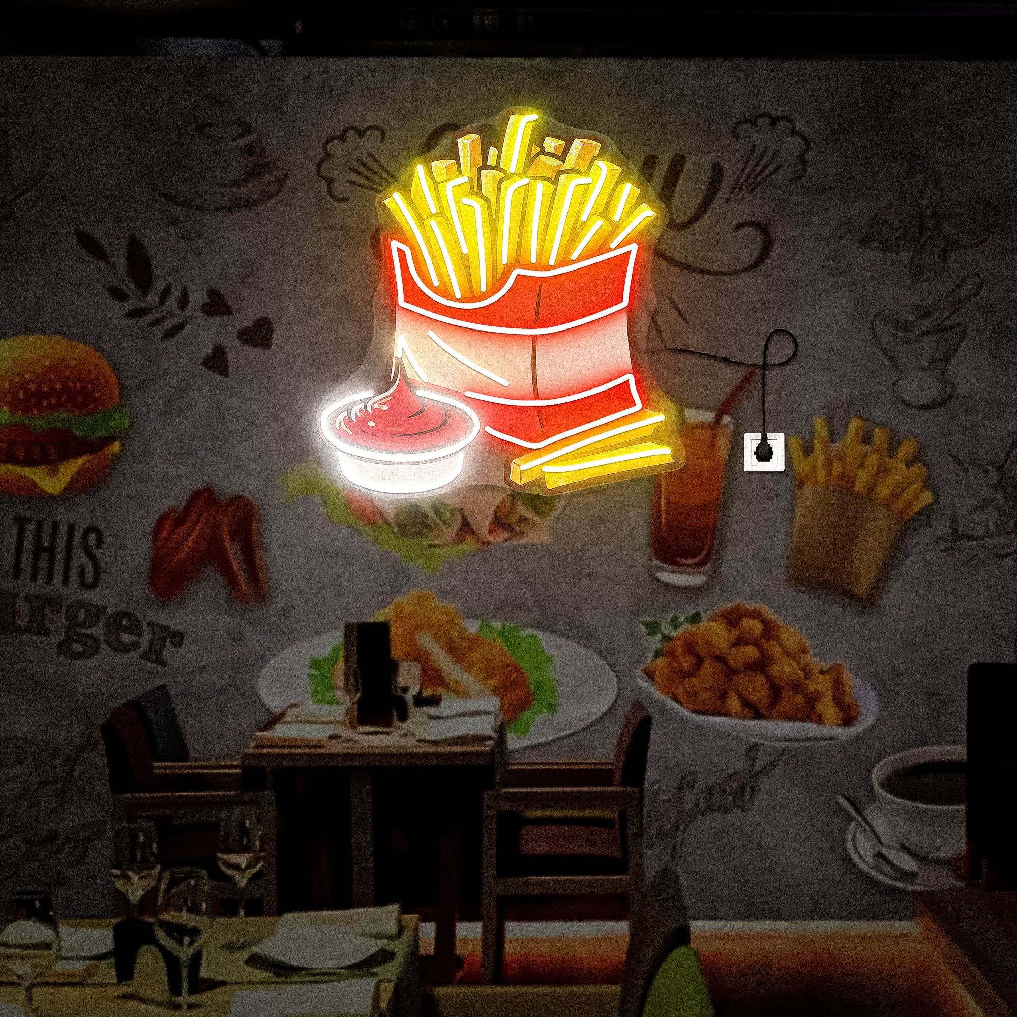 Fries UV Neon Sign