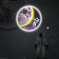 Moon & Astronaut UV Neon Sign
