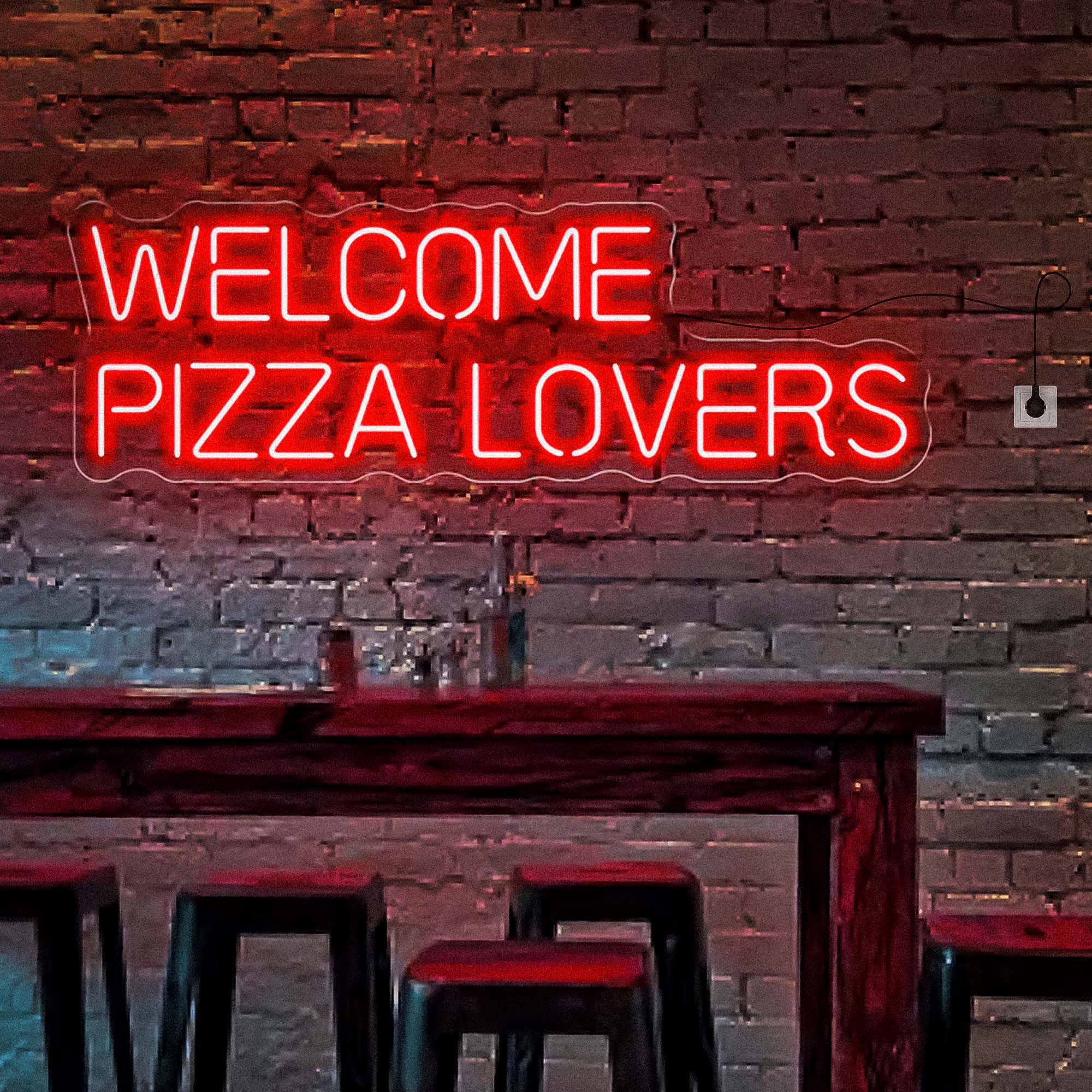 Welcome Pizza Lovers Neon Sign