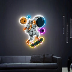 Astronaut on Skateboard UV Neon Sign