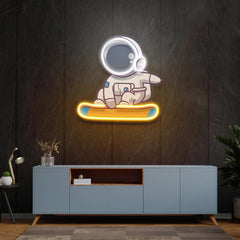 Astronaut on Skateboard UV Neon Sign