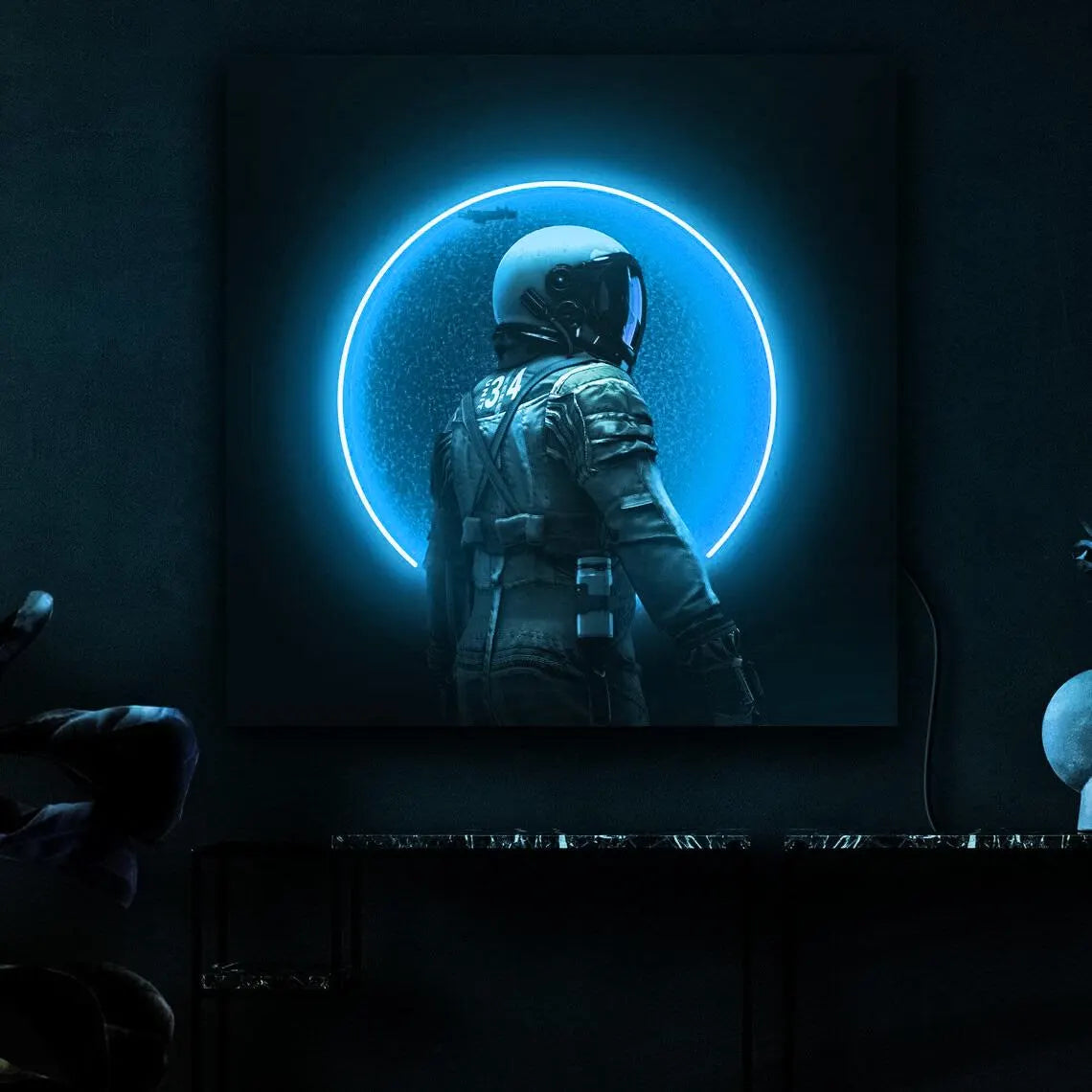 Astronaut on Moon UV Neon Sign